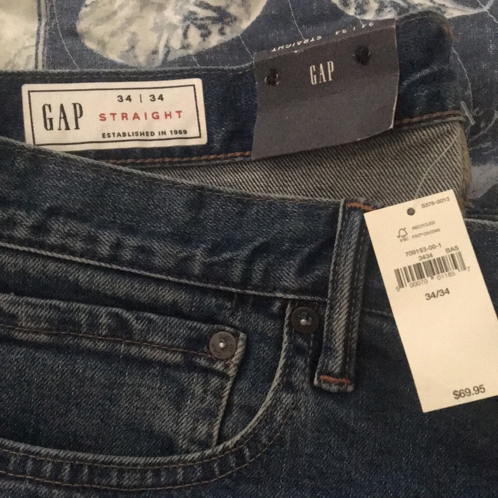 NWT GAP Men's Straight-leg Jeans in Dark Blue Wash